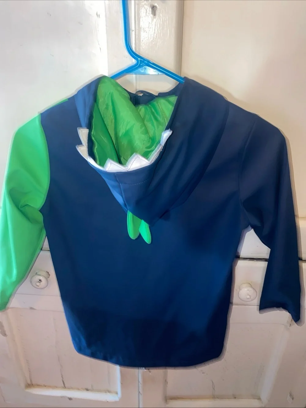 Kids Navy and Green Dino Hooded Swim Jacket